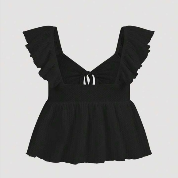 SHEIN EZwear Ruffle Trim Knot Front Peplum Top Small NWT - Picture 2 of 5